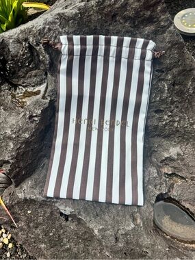 Henri Bendel Brown White Stripe Dust Bag Drawstring Pouch